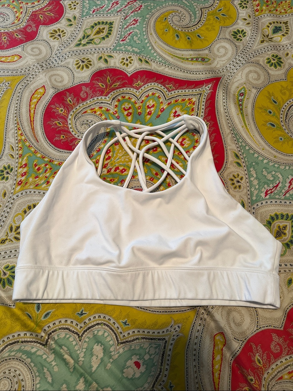 Women’s White Crisscross Back Sports Bra